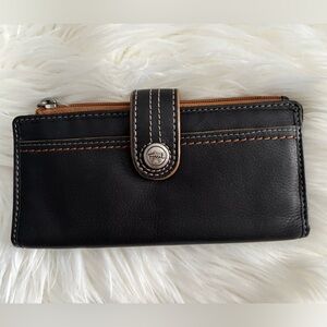 Fossil Black and Brown Leather Wallet